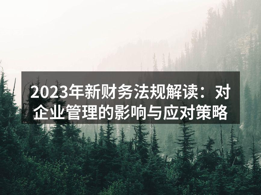 2023年新财务法规解读：对企业管理的影